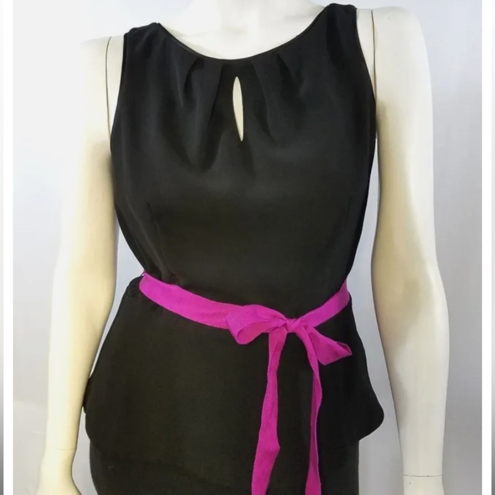 White House Black Market Black Peplum sleeveless Blouse 16